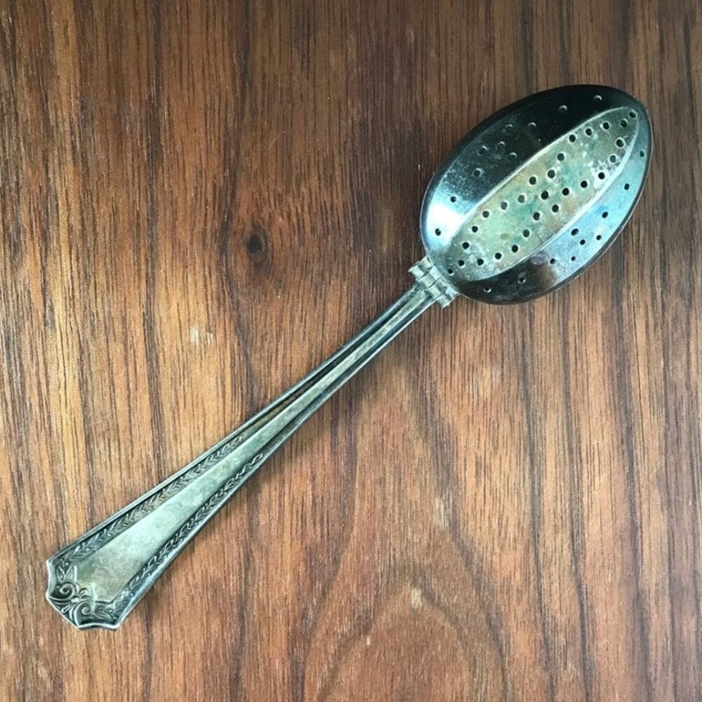 Vintage Veribest silver plate tea steeper strainer infuser hinged spoon